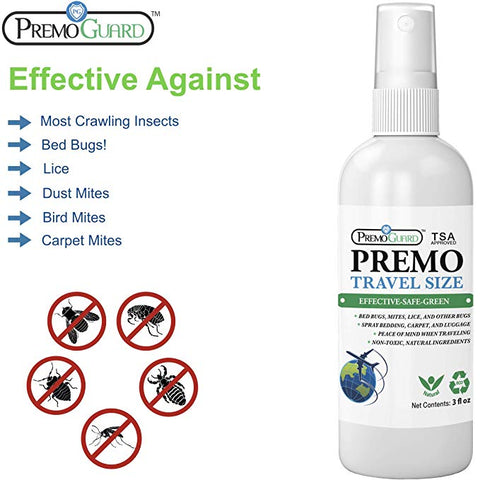 Bed Bug & Mite Killer Spray – Travel Size – All Natural Non-Toxic - By Premo Guard