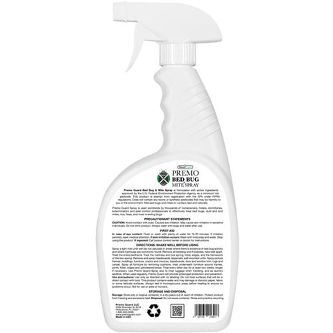 Premo All Natural Bed Bug & Mite Killer Spray – 24 oz - Natural Non Toxic. Kills bed bugs & mites without pesticides