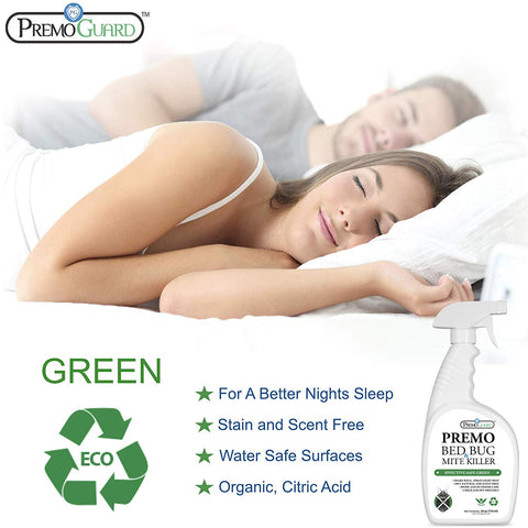 Premo All Natural Bed Bug & Mite Killer Spray – 24 oz - Natural Non Toxic. Kills bed bugs & mites without pesticides. finally sleep with no bed bugs and mite bites
