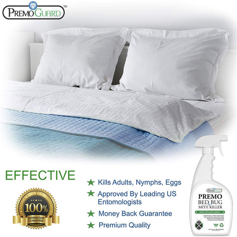 Premo All Natural Bed Bug & Mite Killer Spray – 24 oz - Natural Non Toxic. Kills bed bugs & mites without pesticides. Independently tested by leading entomologists. Kills bed bugs, nymphs and eggs. Kills bird mites naturally