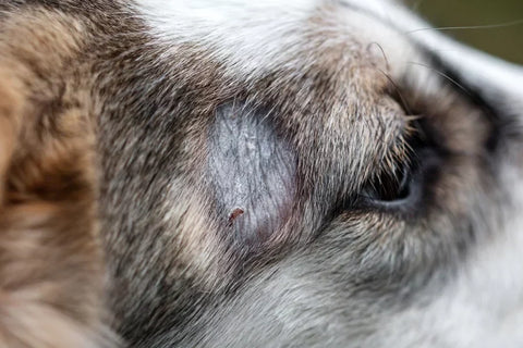 A mite on the ear of a dog.
