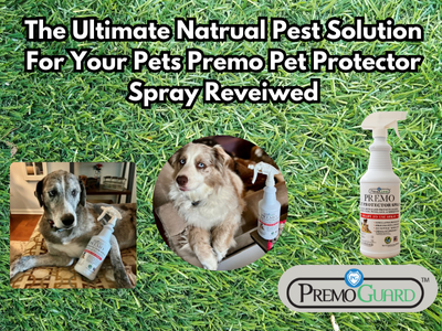 Premo Guard Pet Protector Spray kills and prevents biting pests like fleas, mites, ticks and mosquitos