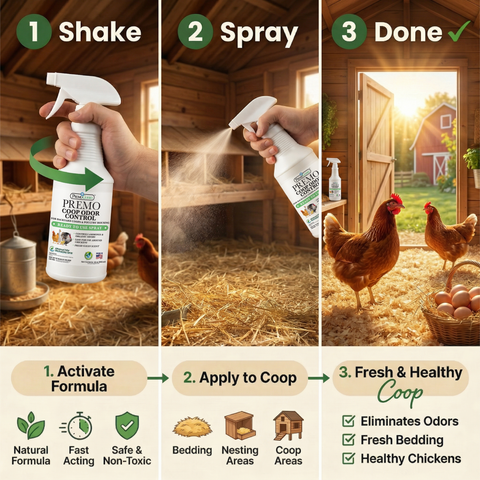 Chicken Coop Odor Control Spray | Neutralizes Ammonia Smell | Premo Guard