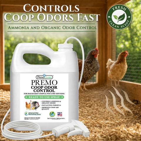 Chicken Coop Odor Control Spray 128 oz | Neutralizes Ammonia Smell | Premo Guard