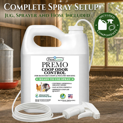 Chicken Coop Odor Control Spray 128 oz | Neutralizes Ammonia Smell | Premo Guard